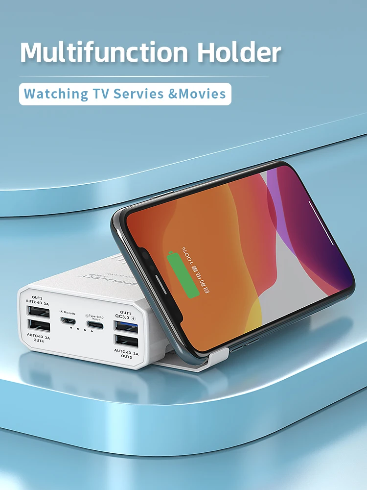 Power Bank 40000mah QC 3.0 PD 18W Two-Way Quick Charge Bank Power12V Powerbank For Laptop/Notebook Power Bank For IPhone 12