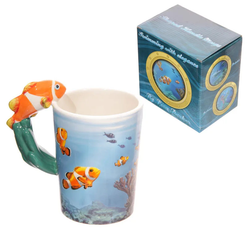 Sea Life Подарочная кружка с изображением рыбы клоуна с фигурной ручкой керамическая кружка с тропической рыбкой кофейная чашка коллекция кружка с рыбкой Немо