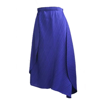 Горячая Miyake Асимметричная складка чистый цвет саржевая юбка дизайн