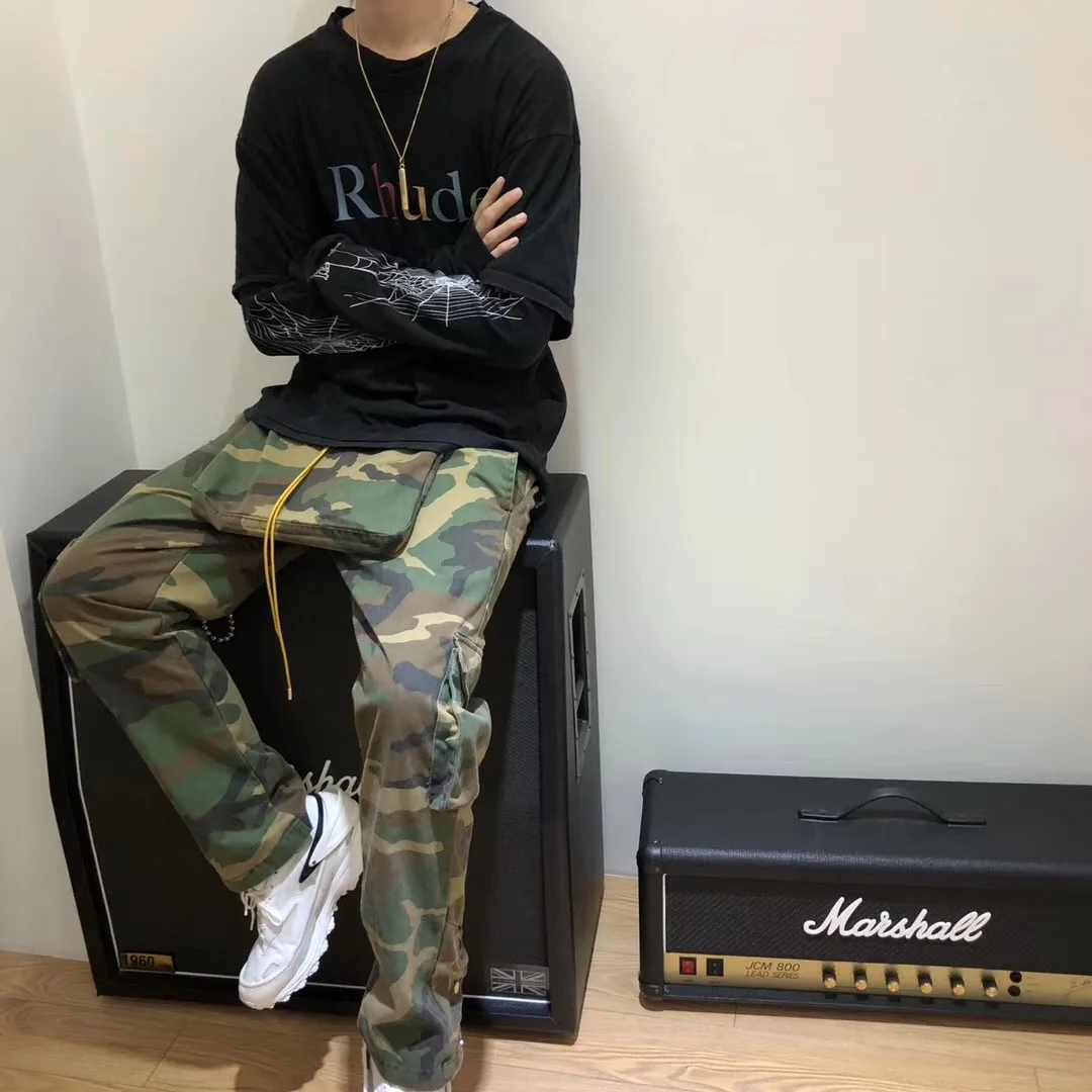 20ss RHUDE fake two pieces футболка высокого качества 1:1 spide web с длинными рукавами уличная хип-хоп RHUDE футболки для мужчин и женщин