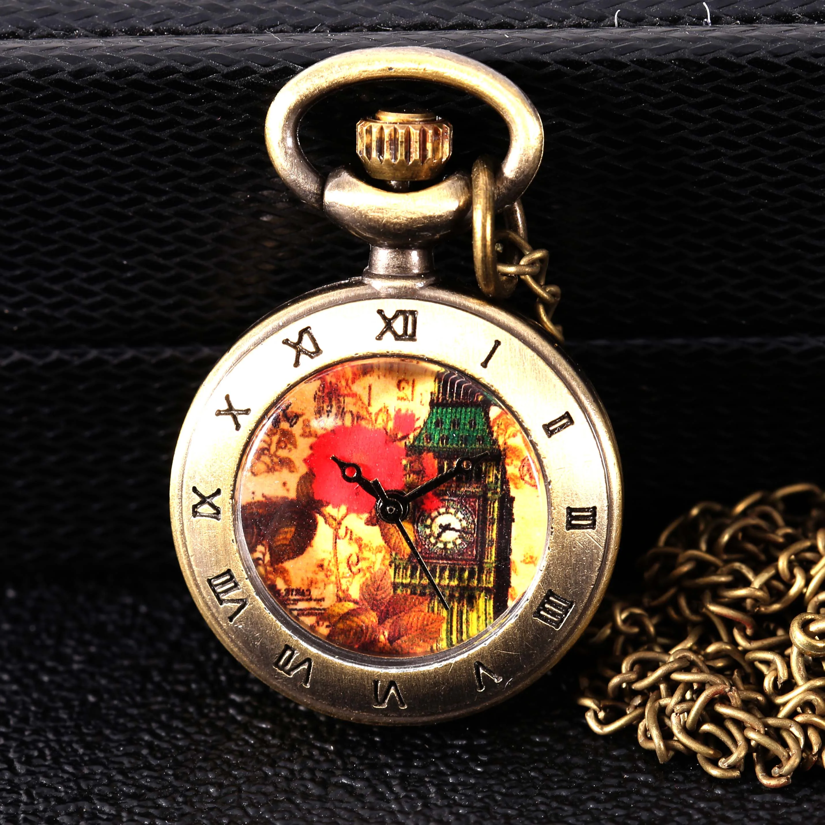 Copper color clock tower retro creative large pocket watch | Наручные часы