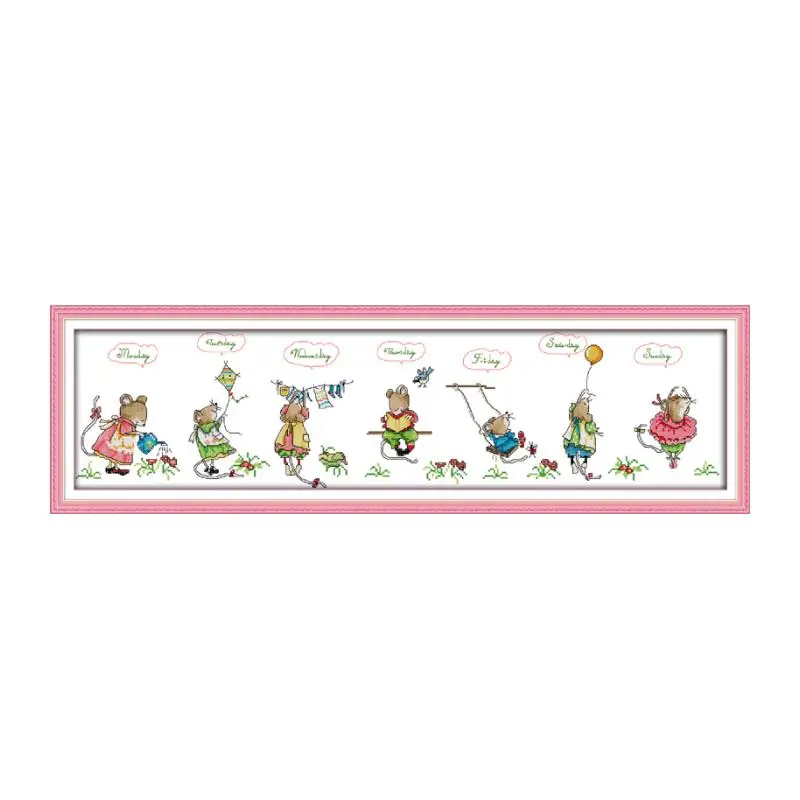 Набор для вышивки крестиком Happy mice 14ct 11ct pre print canvas вышивка рукоделия | Дом и сад