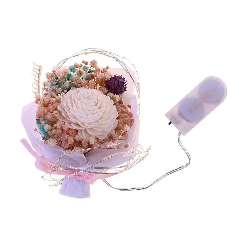 

Rose Babysbreath Dried Flower LED Light Valentine Day Birthday Girl Gifts Decor Suitable Venues Christmas Wedding