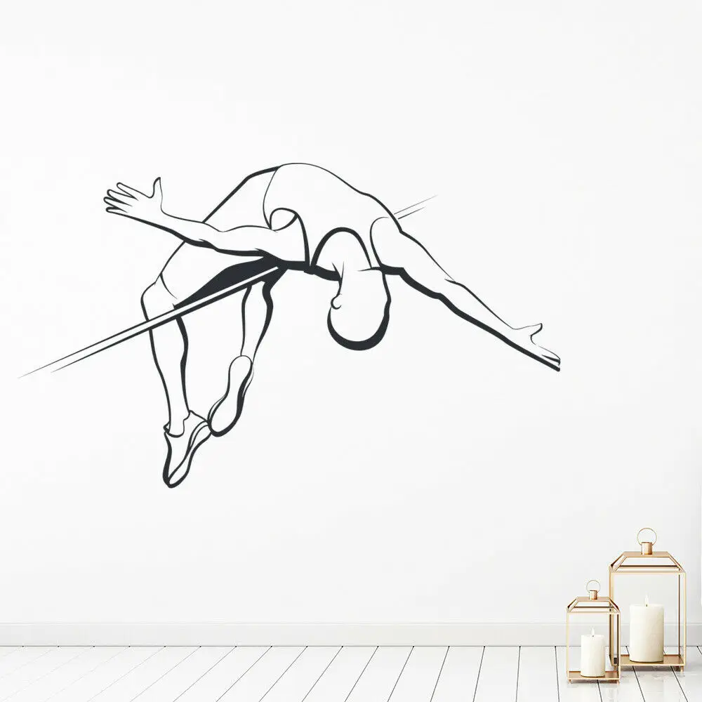 

High Jumper Wall Decal Athletics Sports Creative Mural Teens Bedroom Stadium Interior Decor Door Window Vinyl Stickers Art Q151
