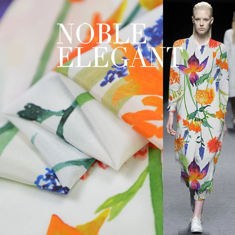 19 летняя Новинка 135 см Ширина 16 Momme шелк крепдешин ткань для женского платья брендовая печатная Ткань Diy шитье