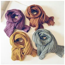 Корейский вязаный шерстяной однотонный твист мягкий теплый осень-зима толстые дети мальчики шали для девочек Обертывания шарфы аксессуары-LHC