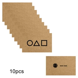Lot de 10 cartes de vœux et de remerciement en papier pour le jeu de calmar coréen, carte de visite et de remerciement du vendeur, accessoires de fête 