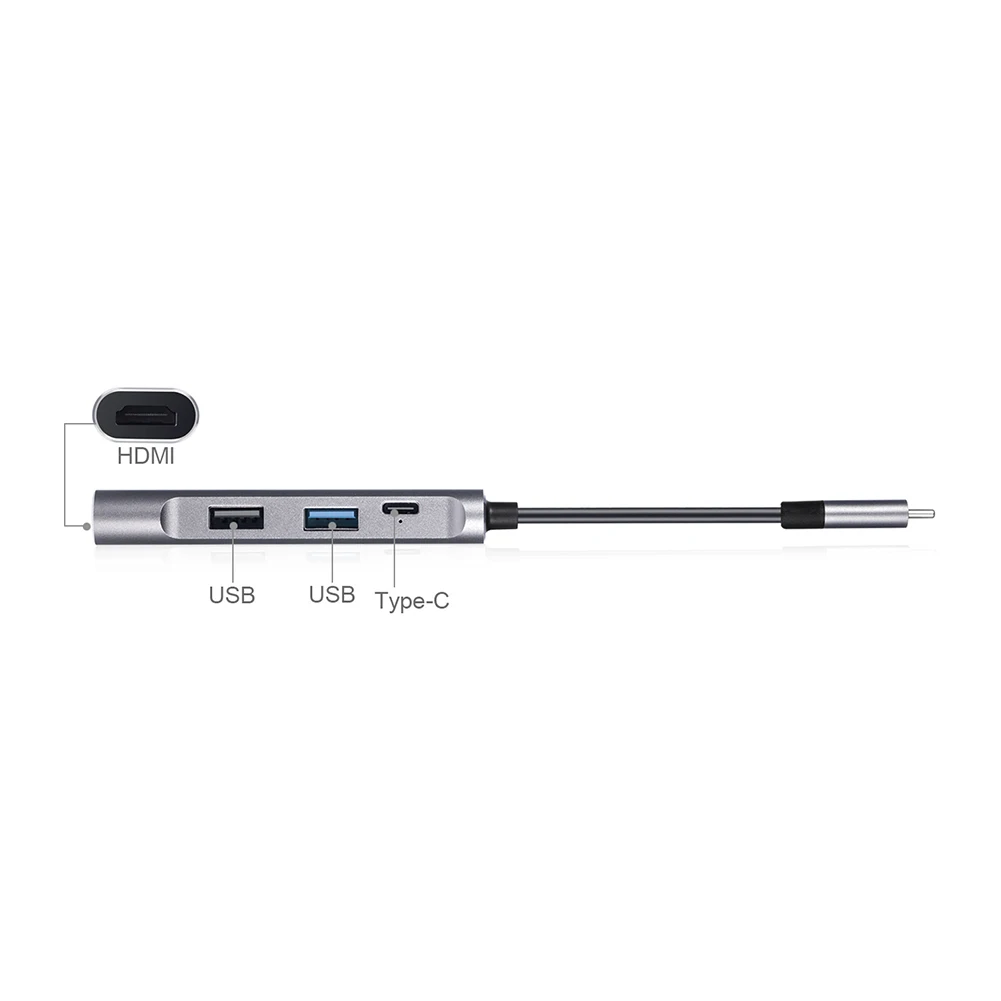 4 в 1 USB 2,0/3,0 type-C к HDMI концентратор многопортовый видеоадаптер для Mac Windows