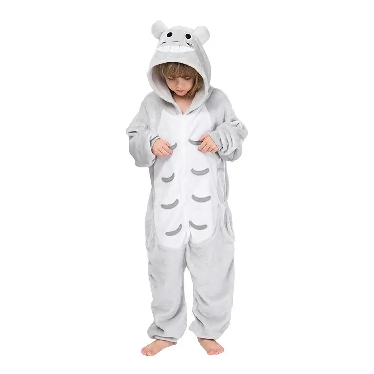 Женские детские зимние пижамы с единорогом, пижамы с животными, Кигуруми для девочек и мальчиков, комбинезоны унисекс, фланелевые пижамные комплекты для взрослых, пижамы с капюшоном - Цвет: Totoro