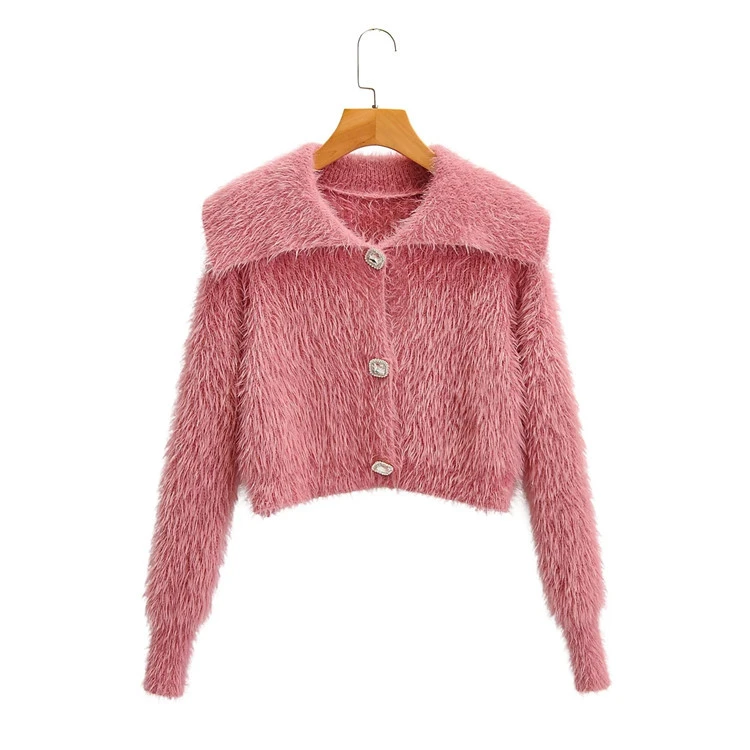 big button short cardigan