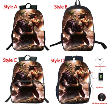 

Suicide Squad Joker Backpack USB Charge Mochila Harley Quinn Bag Men's Multifunction School Backpacks Travel Bags
