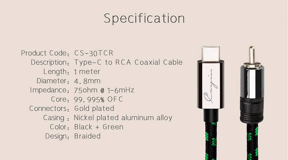 Новый Магнитный кабель Cayin для портативного плеера cayin i5 коаксиальный типа C RCA