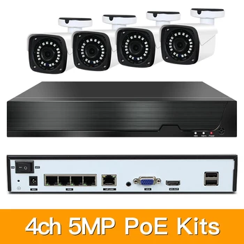 

4ch 5MP POE Kits H.265 System CCTV Security PoE NVR Outdoor Metal Waterproof IP Camera Surveillance Alarm Video P2P P6Spro