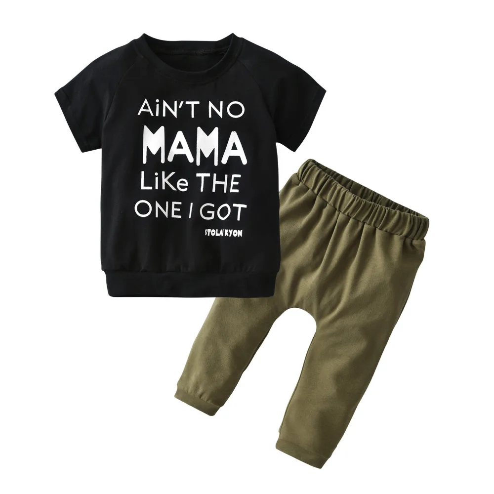 Infant Toddler Baby Boy Clothing Set Summer Short Sleeve Letter T-shirt Tops+Pants 2Pcs Outfits Newborn Clothes |