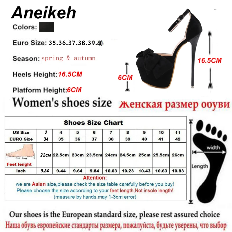 Aneikeh пикантные женские туфли-лодочки из флока на платформе туфли на высоком каблуке-шпильке с круглым носком дамские туфли D'Orsay с бантом для ночного клуба