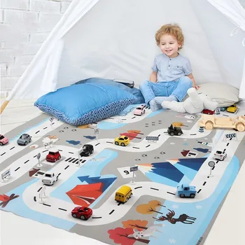 

5-7Y Child Kids City Traffic Game Road Car Park Map Mat 18PCS/SET Traffic Sign Macaron Alloy Pull Back Car Model Vehicle Toys