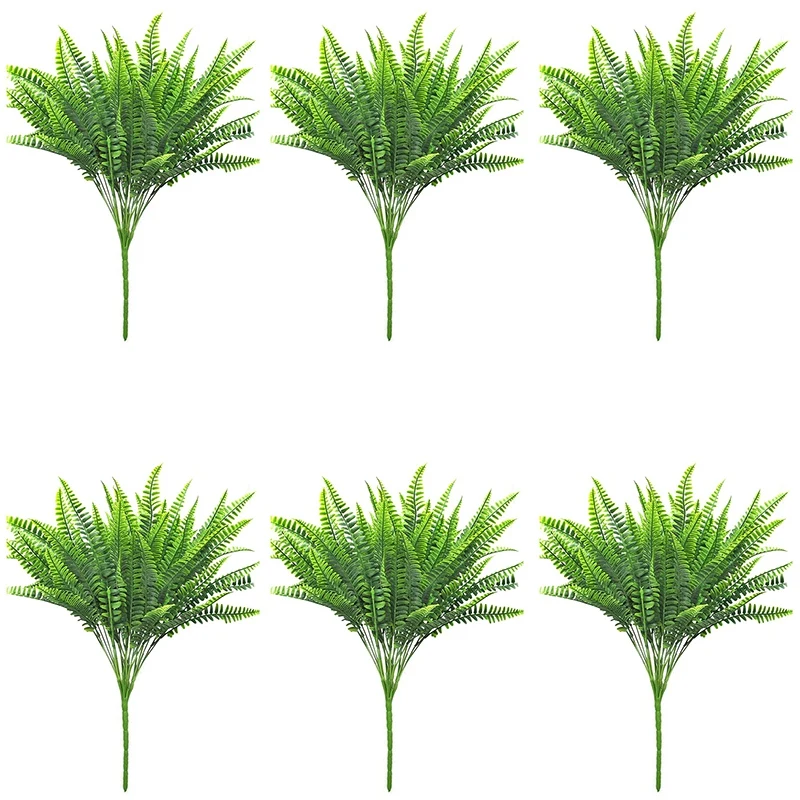 18 PCS Artificial Fern Plants - Boston Bush Faux Indoor Outdoor UV Resistant Greenery Shrubs Fake Plants-Dropshi | Дом и сад