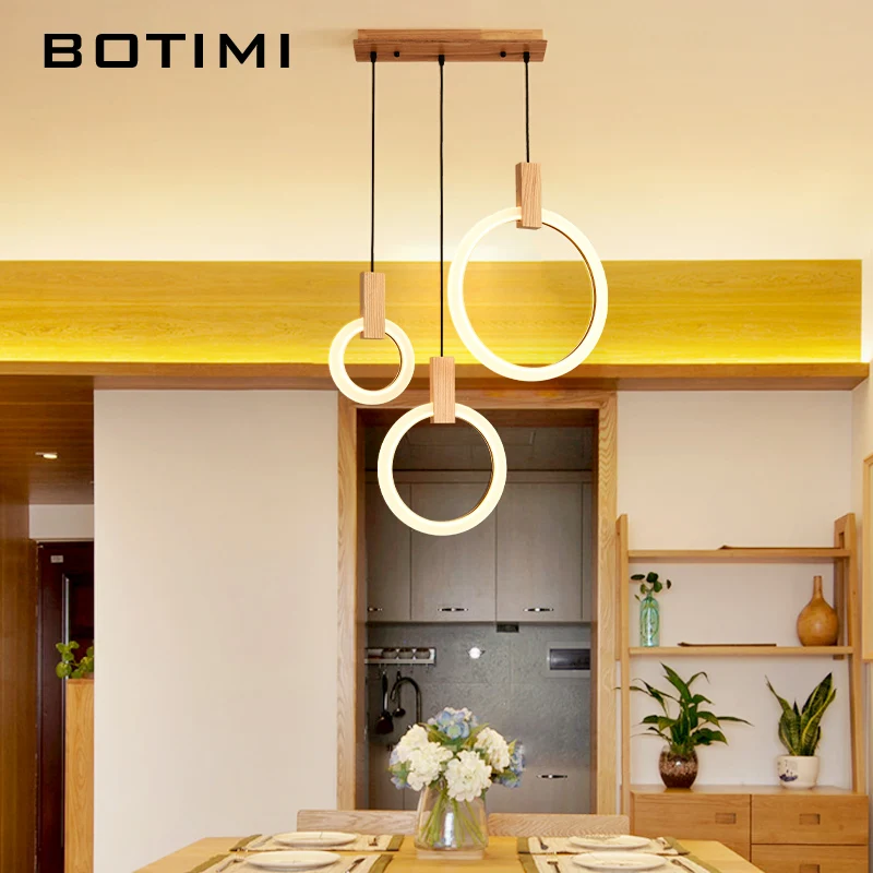 BOTIMI Rings 220V подвесной светильник s для столовой арт деко деревянный светодиодный подвесной светильник для лестницы Светильник для ресторана отеля