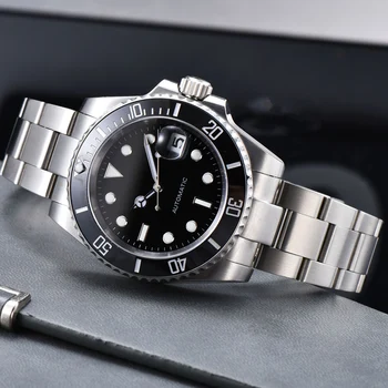 

40mm Automatic Watch Men Stainless Steel Sapphire 200m Diver Swimming Mechanical Men Watch RX101