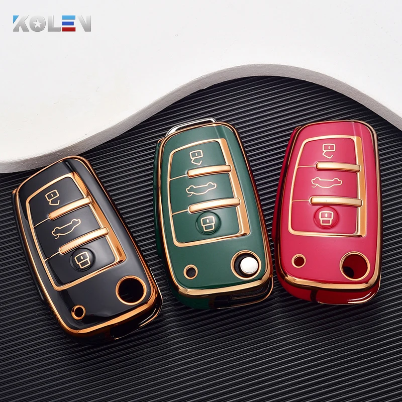 TPU Car Flip Key Case Cover for Audi A1 A3 8P 8L A4 A5 B6 B7 A6 A7 C5 C6 4F Q3 Q5 Q7 Q8 TT S3 S4 S6 RS