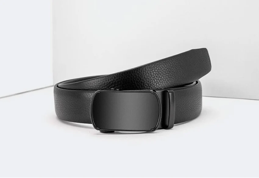 Automatic Buckle Minimalist All Black Belts Top Layer Cowskin Male Business Belt Fashion Jeans Strap Quality Assurance XKS201