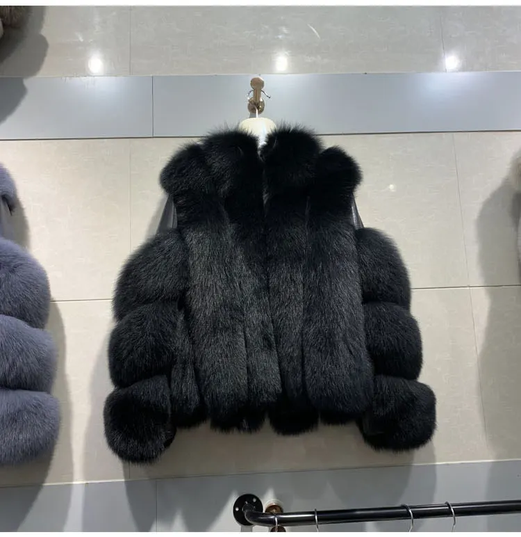 Новые женские меховые пальто с натуральным лисьим Меховая куртка женская кожаная куртка модная женская теплая верхняя одежда из овчины с длинным рукавом