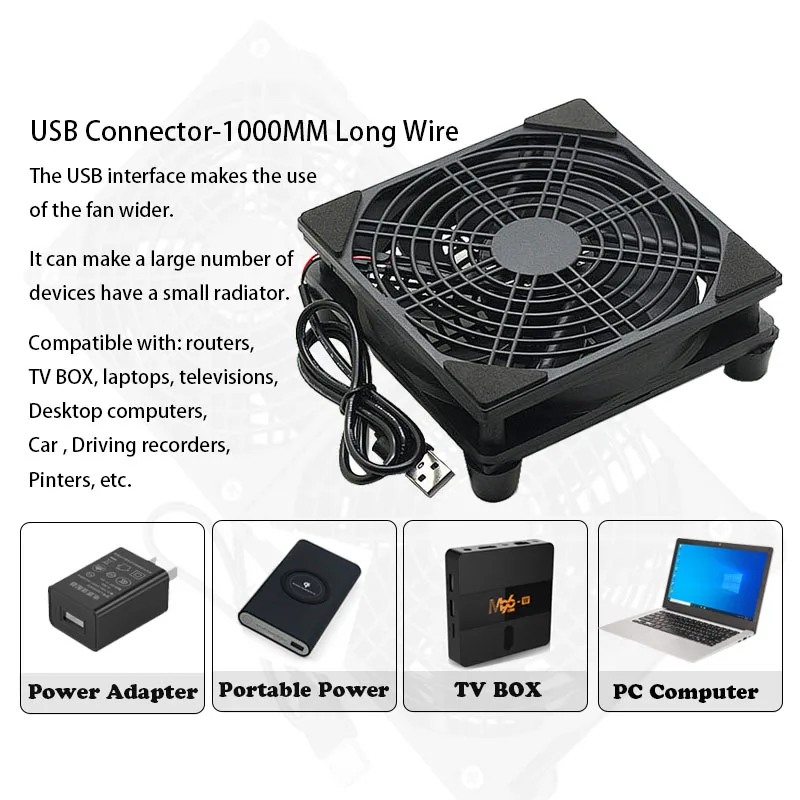 Usb Roteador Ventilador 80 mm 92 mm 120 mm 140 mm Faça Você Mesmo Caixa de tv Bola Manga Cooler & Net Protetor Desktop Ventilador de Refrigeração 5v - Imagem 4