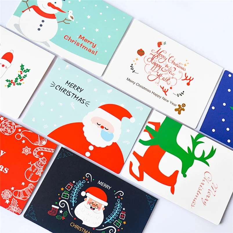 8Pcs Handmade Merry Christmas Paper Greeting Card With Envelope Writing Paper Gift Card DIY Greeting Cards Navidad 40OCT73