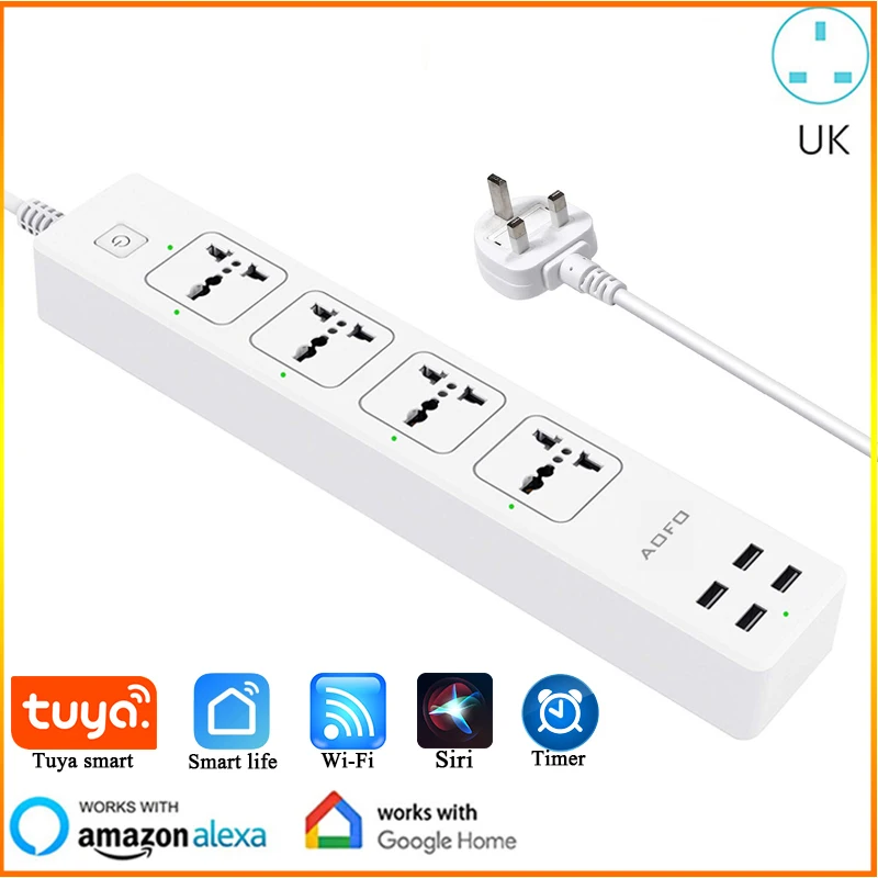  OHMAX - Regleta de enchufe inteligente con 3 puertos USB  inteligentes y 3 tomas inteligentes controladas individualmente, funciona  con Alexa Google Home, control de voz, temporizador de enchufe WiFi para luz