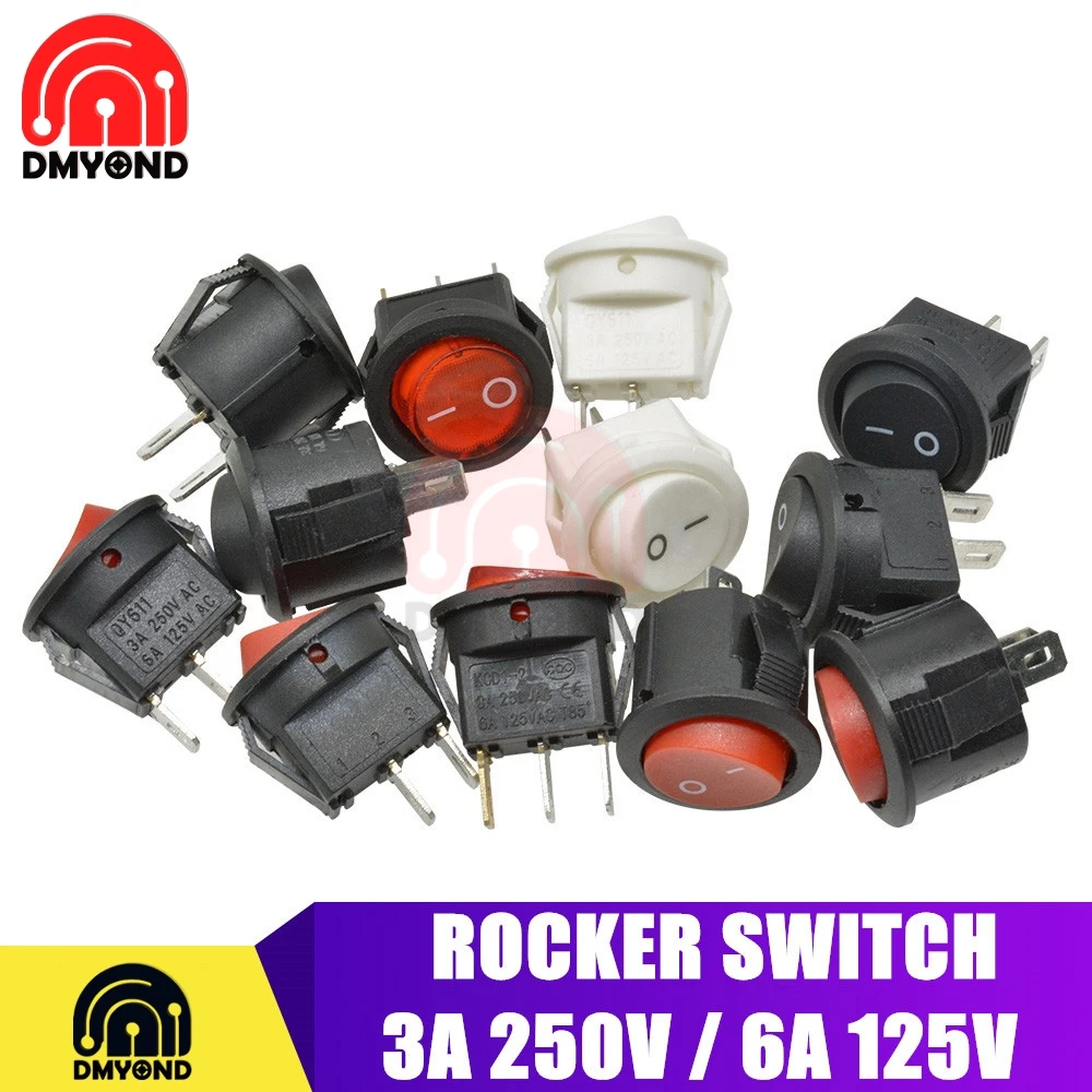 5 шт. маленький круглый 2 Pin 3 Pin 2 файла со светом 3A/250V 6A/125V AC кулисный переключатель Seesaw выключатель питания для автомобиля игрушки для