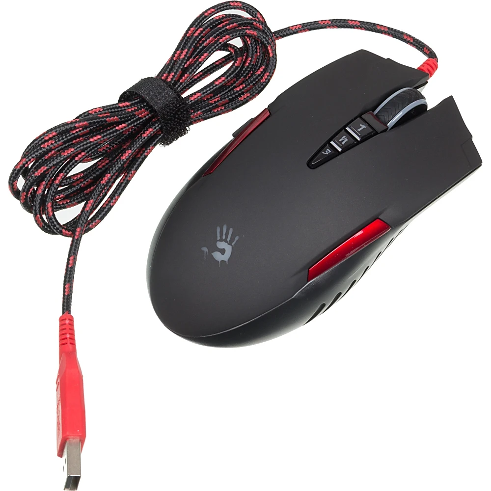 Мышь A4 Bloody V2M черный/красный оптическая(3200dpi) USB игровая(8but