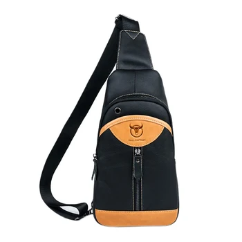 

BULLCAPTAIN Small Sling Chest Bag Brand Men Casual Messenger Bag Male Shoulder Bags Fashion Genuine Leather Crossbody Bags