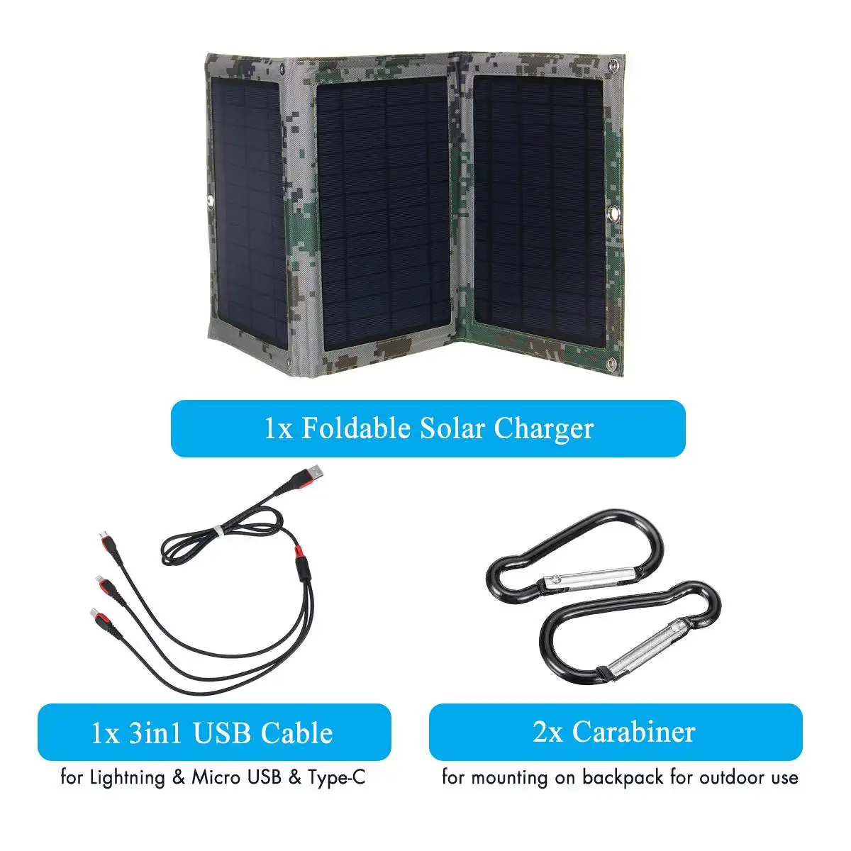 New 30W 5V Foldable Solar Power Bank Charger Solar Panel Monocrystalline Solar Cells Package with Dual USB for Backpack Camping