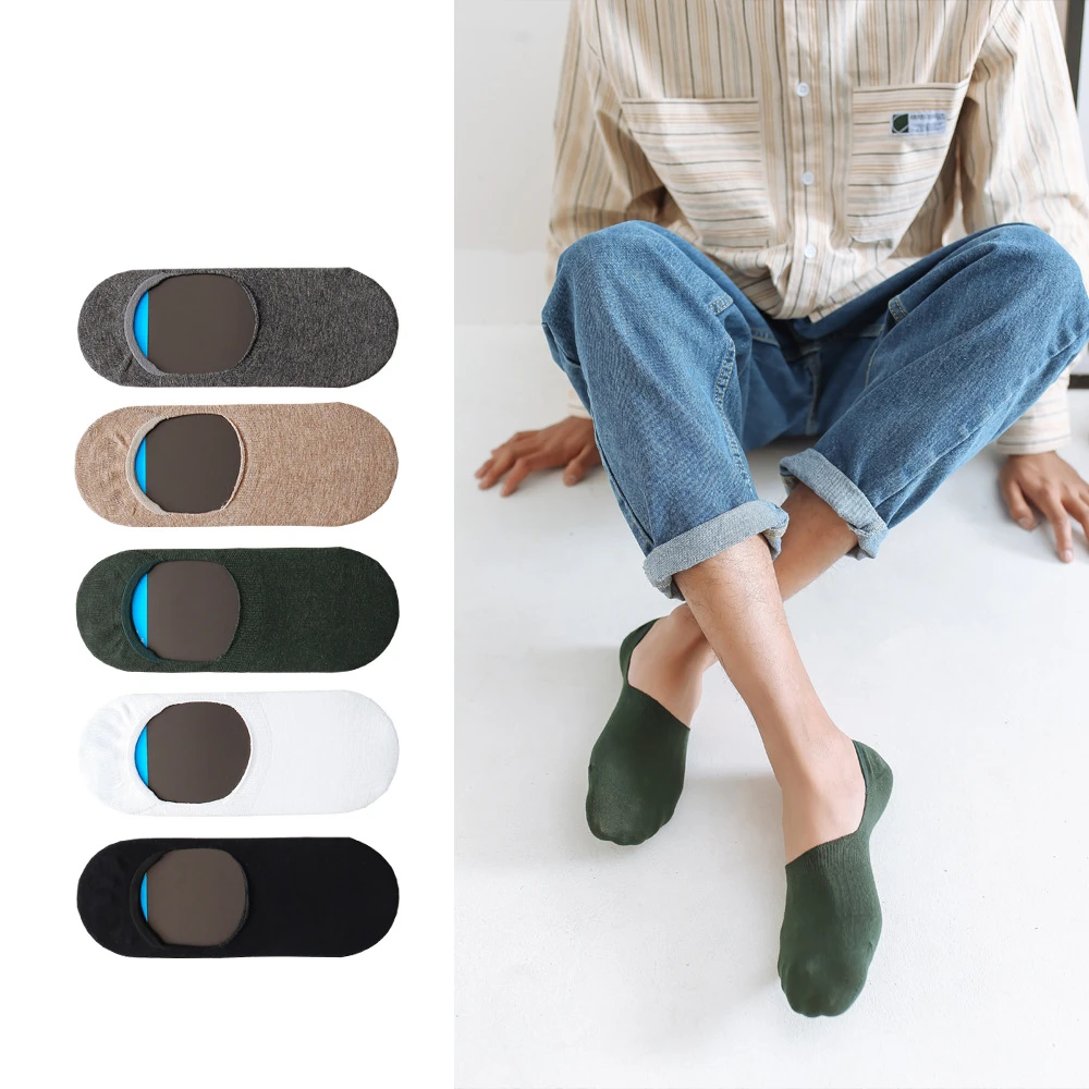 

Male Invisible Boat Socks Spring And Summer Solid Color non-slip Cotton Japanese men's Socks Male Sock Slippers Meias G0904