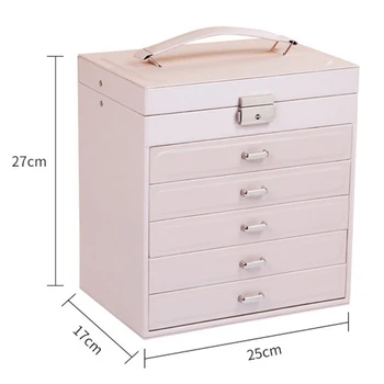 

New Large Jewelry Box Watch Case Beads Earrings Rings Jewelry Storage Case Leather Trinket Organizer