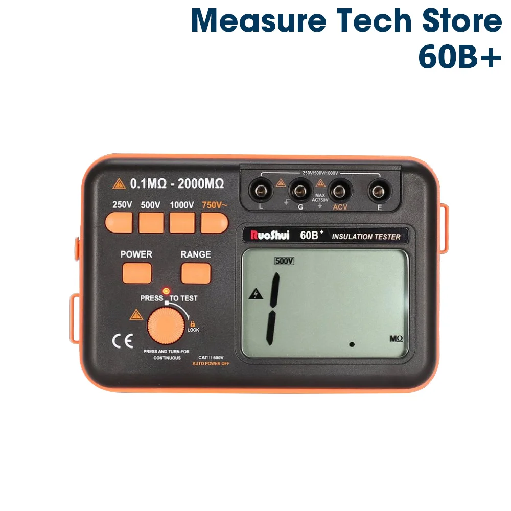 

60B+ Victor RuoShui Digital Insulation Tester Resistance Testers 250V 500V 1000V grounding earthing megger insulation tester