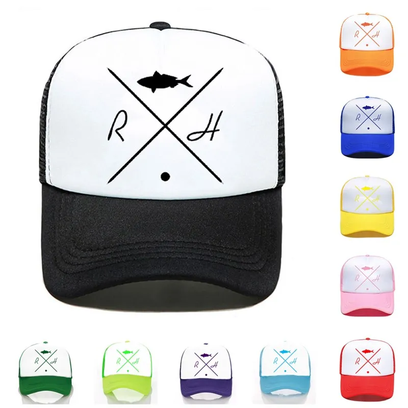 

Printed Baseball Cap Custom Logo Hat Geometric Patterns Fish Solid Color Wholesale Men Women Simple Casual Black Mesh Cap
