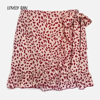 

Summer Ruffle Print Mini Skirts Women High Waist Bow Tie Slim Short Skirt Female 2020 Sweet Fashion Casual Saias Bottoms Lady