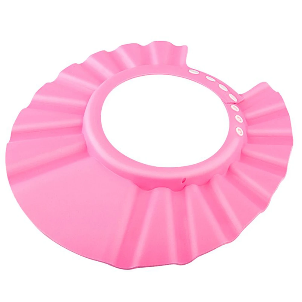Розовый Bath Wash Hair Cap Ear Protection Children Shampoo Cap Shower Caps Baby Shower Shield Hat Safe Soft Hat Adjustable - Цвет: Розовый