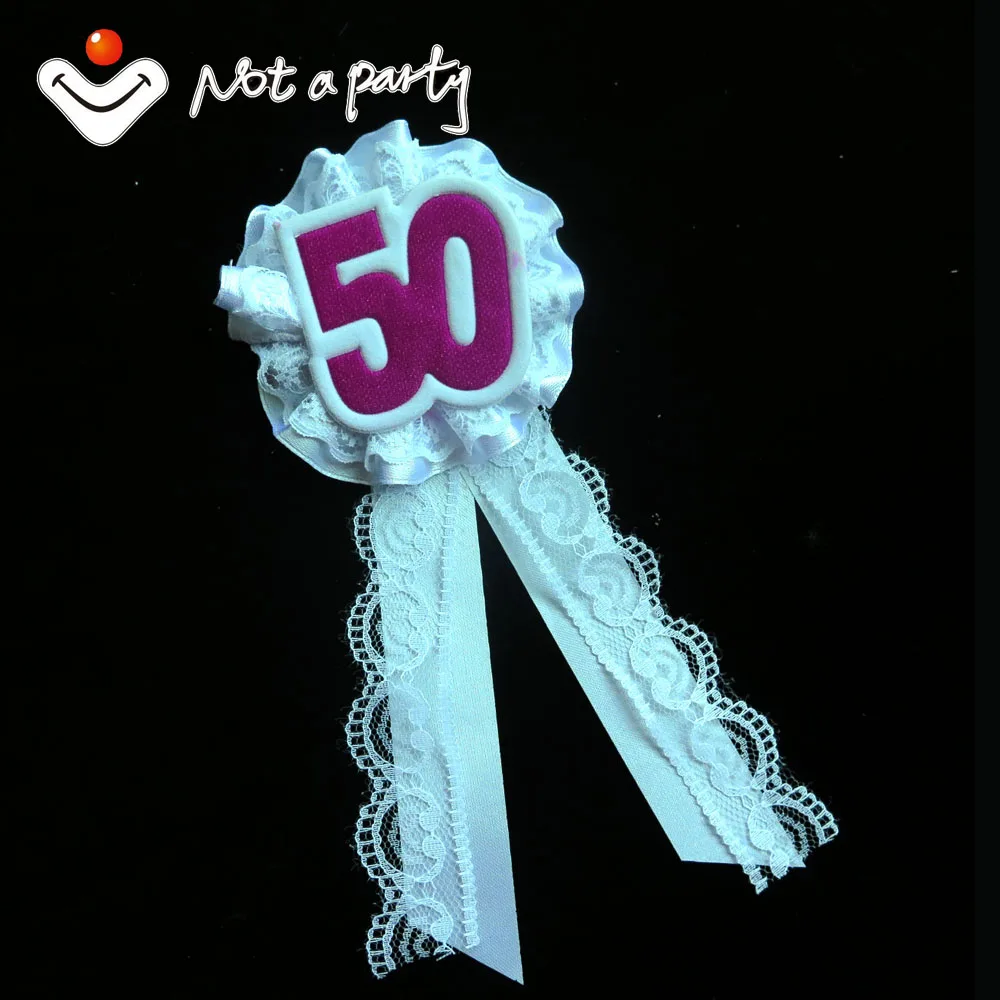 Whitelacepuglit50 Вечерние эмблема на ткани кружева ленты украшения свадебное событие булавка круглая кнопка в форме сердца ребенка душ матери быть на день рождения взрослого возраста - Цвет: Whitelacepuglit50