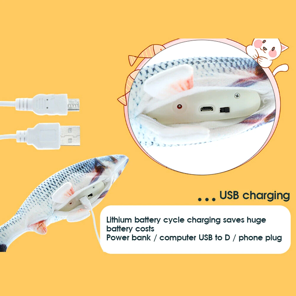 Jouets de poisson de Simulation 3D 30CM chargeur électrique USB pour animal de compagnie chat cadeaux interactifs jouets de poisson herbe-aux-chats oreiller en peluche poupée jouet de poisson