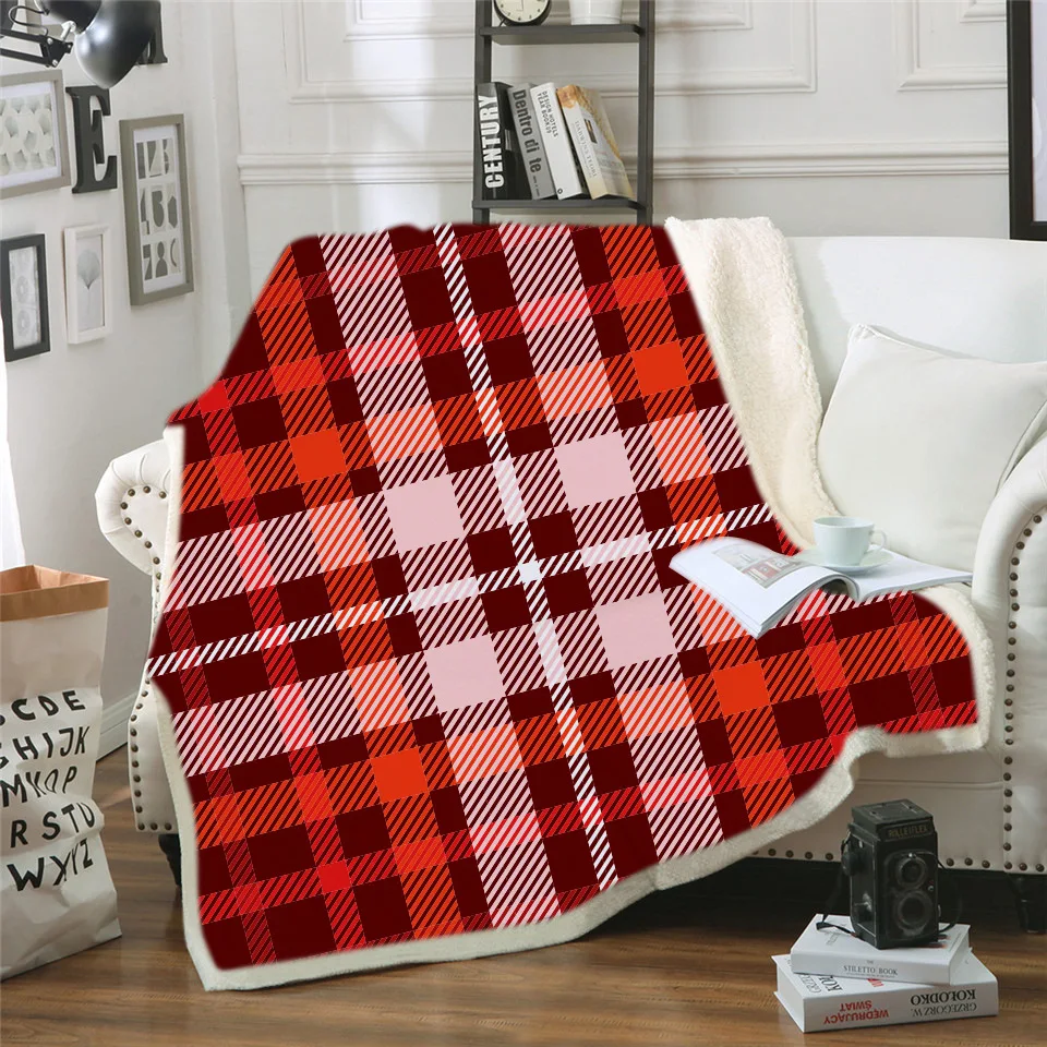 11 Plaid Flannel Blanket for Adults Kids Luxury Designer Blanket Classic Plaid Double-layer Thick Warm Blanket for Home Decorations - Цвет: 11
