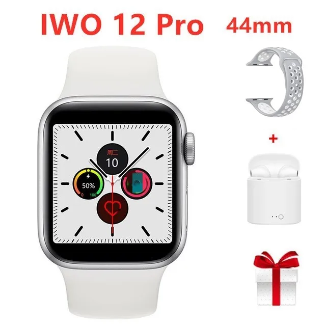 White set 1 Прямая IWO 12 Pro 44 мм Мужские умные часы серии 5 1:1 чехол для Apple IOS Android VS iwo 11 IWO 10 8 IP68 Водонепроницаемый IWO12 - Цвет: White set 1