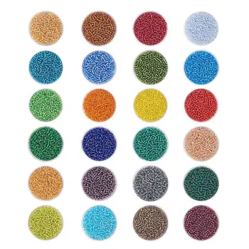 

1 Box Glass Seed Bead Transparent Round Mixed Color 2mm Hole: 0.5~0.8mm 24000pcs