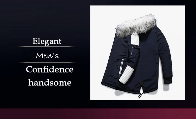Winter Jacket Men Fur Collar Hooded Oversized Black Long Parka Coats Pu Thicken Windproof Warm Jackets Outerwear