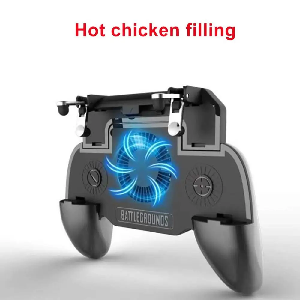  Finger PUBG Game Controller Gamepad Trigger Shooting Free Fire Cooling Fan Gamepad Joystick For IOS