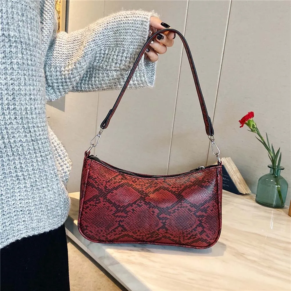 Сумка в стиле ретро для женщин, модная сумка-тоут, женская маленькая сумка из змеиной кожи, сумка для покупок на плечо, сумка-тоут