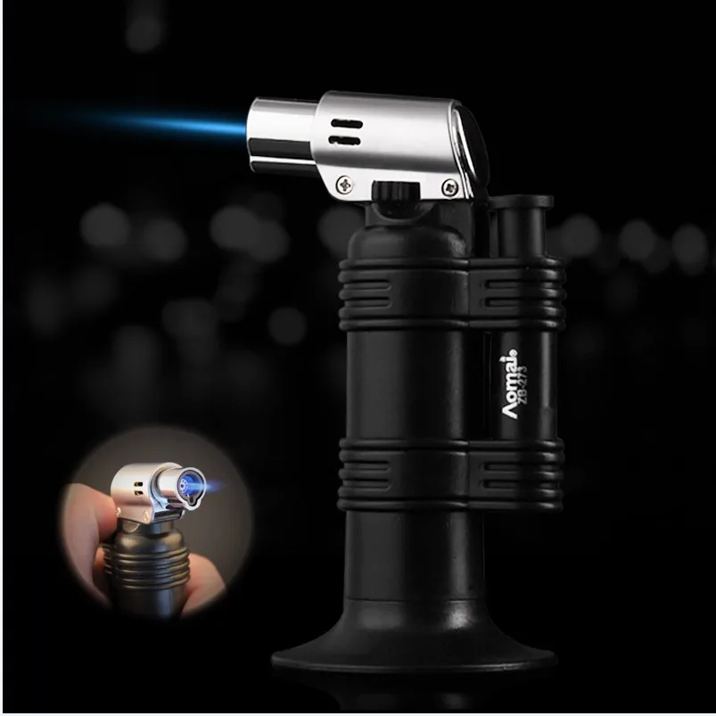 Direct Straight Jet Torch Blue Flame, Small Table Spray Gun With Fire Safe Lock, Gas Cigar