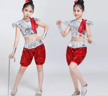 

Children Dance Costume Jazz Wear New Style Sequin Hip-hop Dance Jazz Kids Dance Competitions Performance Stage Clothing