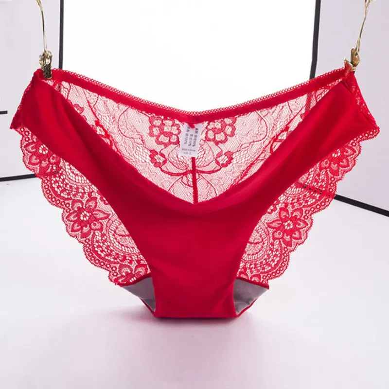 Briefs Хлопковые вышитые женские сексуальные кружевные трусики, Бесшовные дышащие трусики, полые трусы больших размеров, нижнее белье ярких цветов S4 - Цвет: Briefs